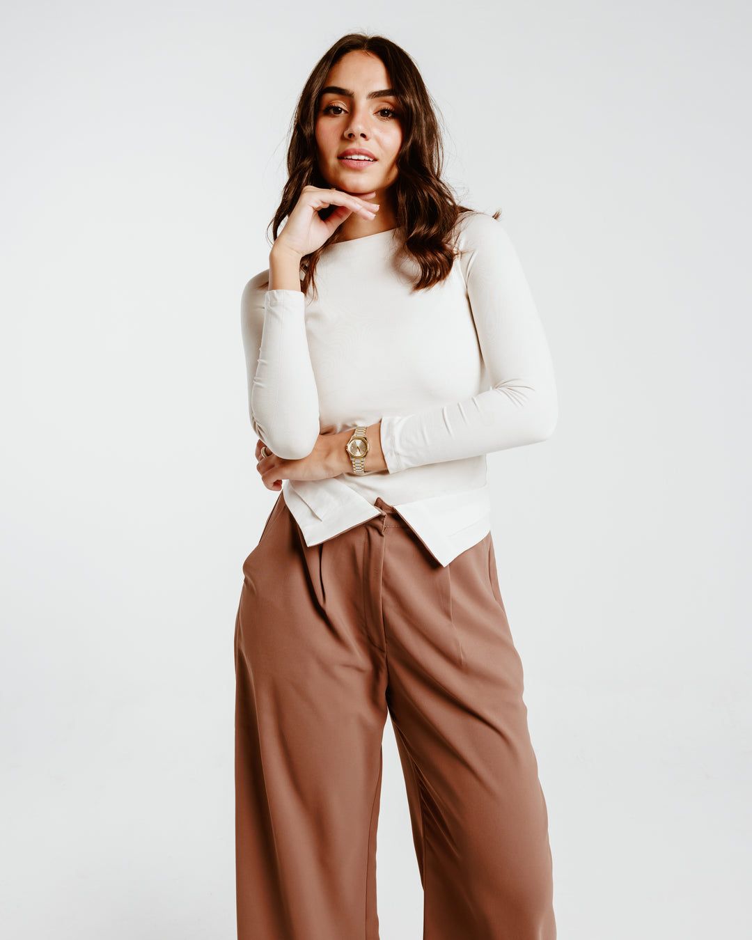 Waist Reversed Pants - Camel