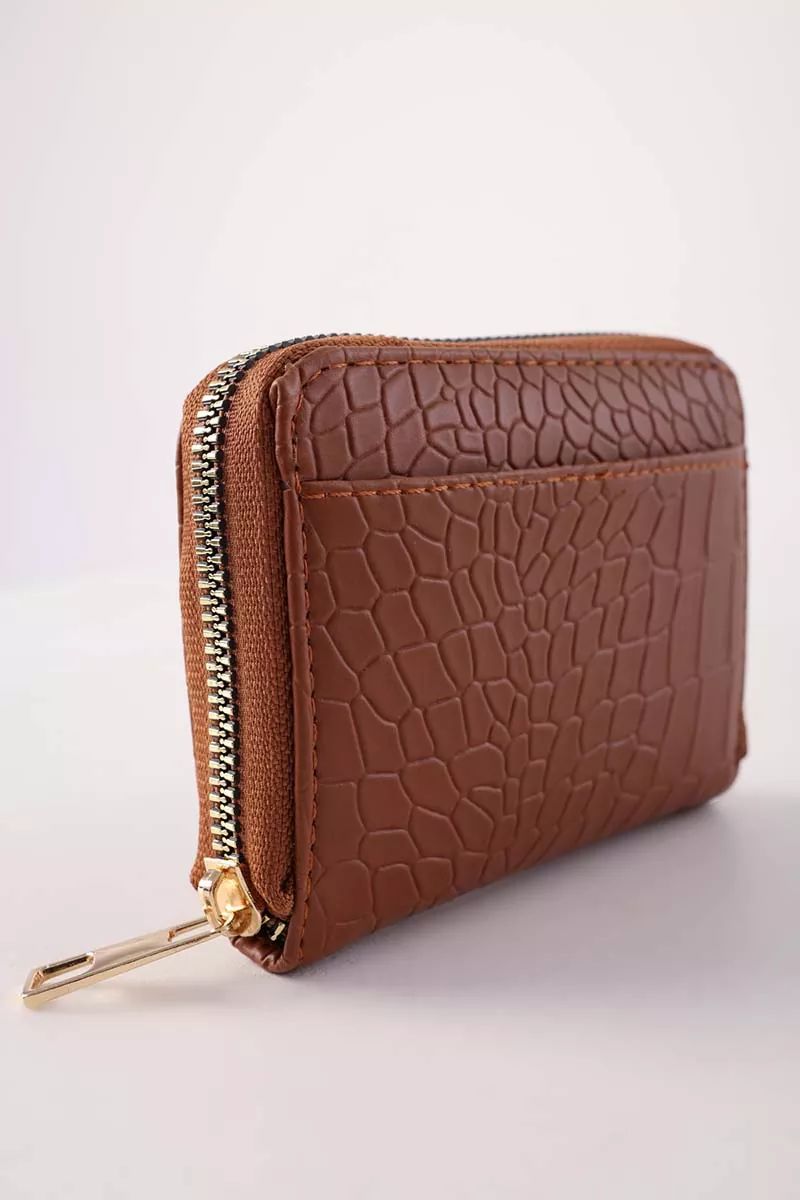 Croco Patterned Zipped Wallet