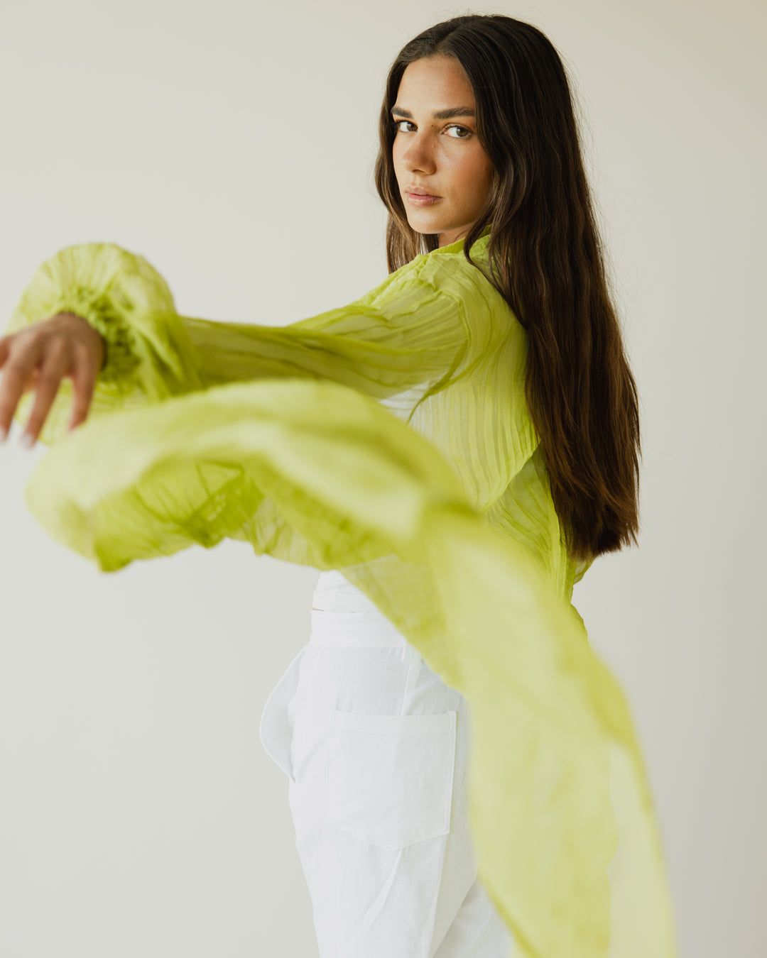 Shimmery Crushed Kimono - Lime