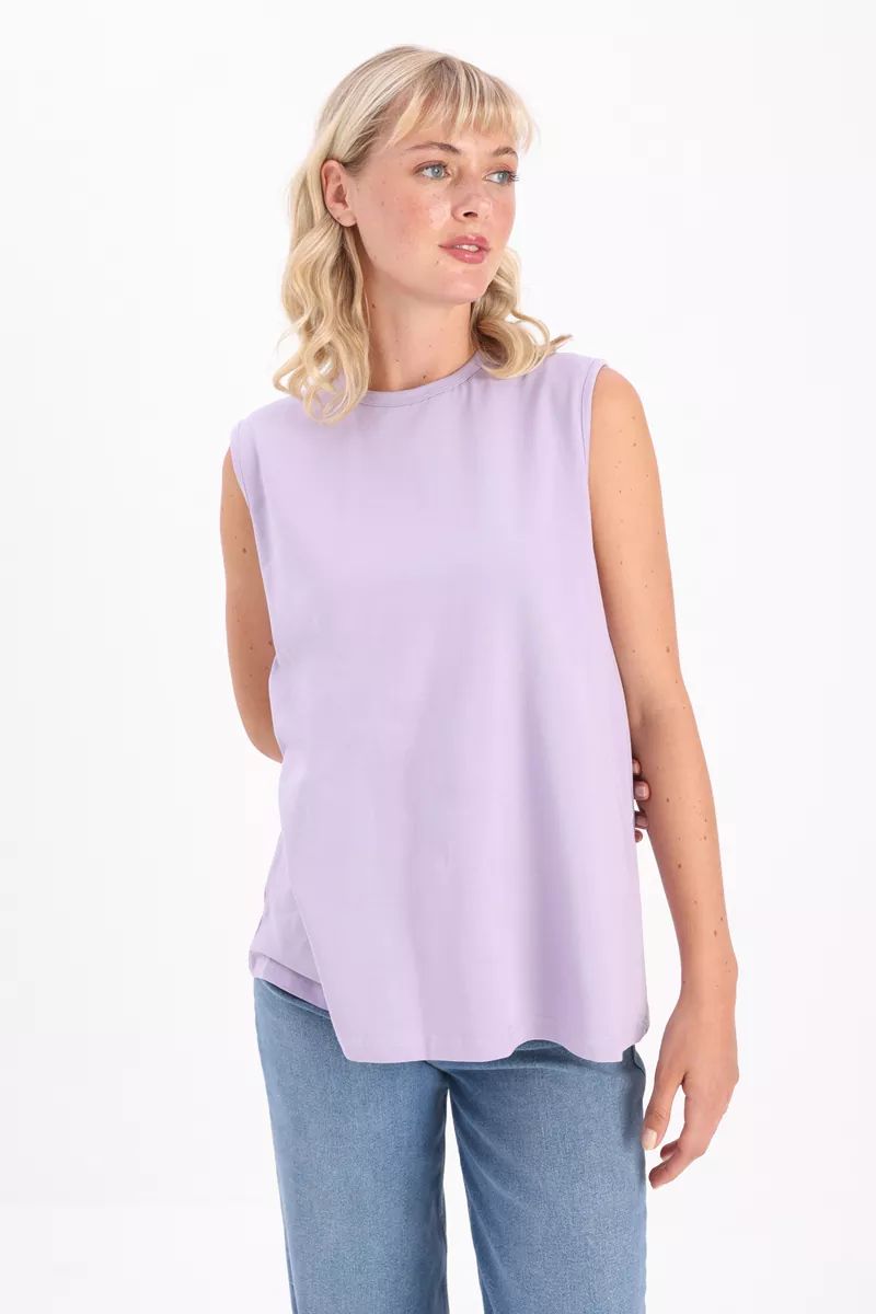 Crew Neck Sleeveless Cotton T-Shirt